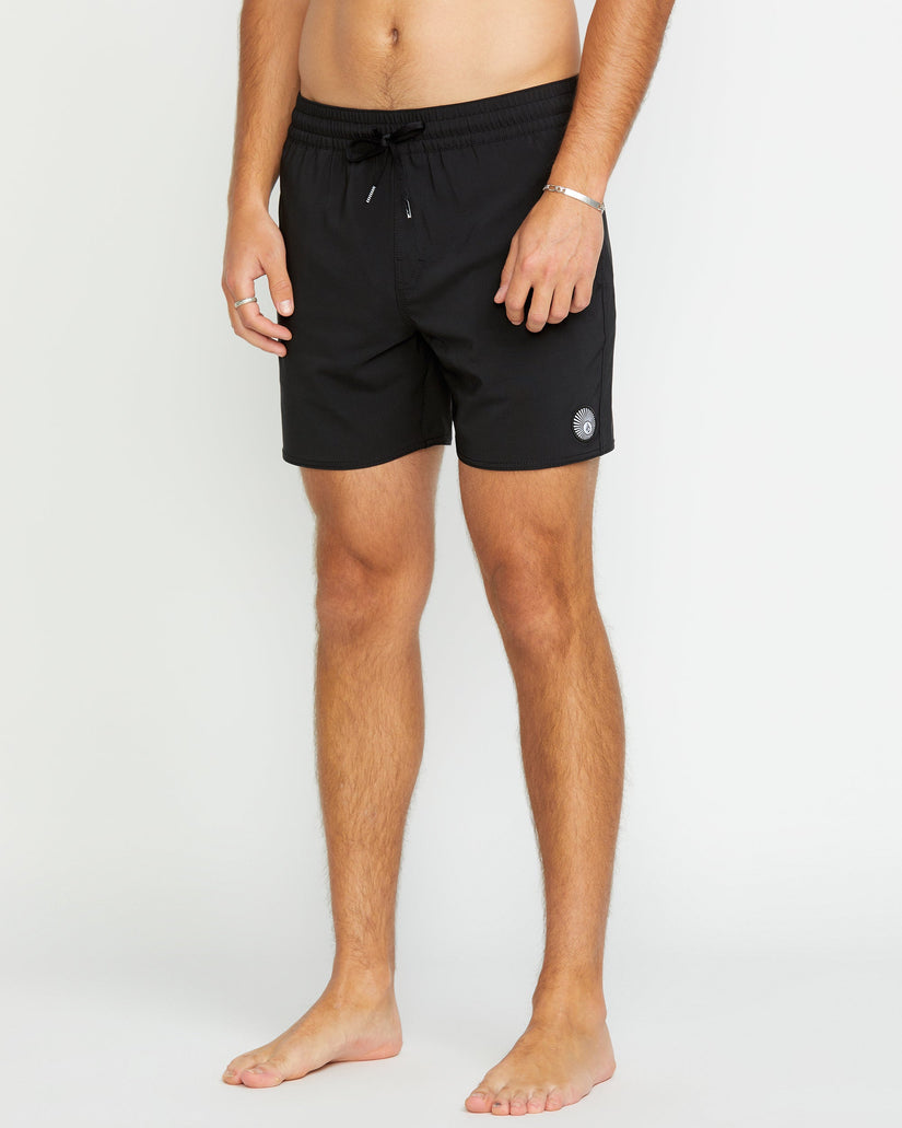 Lido Solid Trunk 16" Boardshorts - BLACK