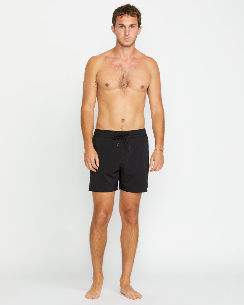 Lido Solid Trunk 16" Boardshorts - BLACK