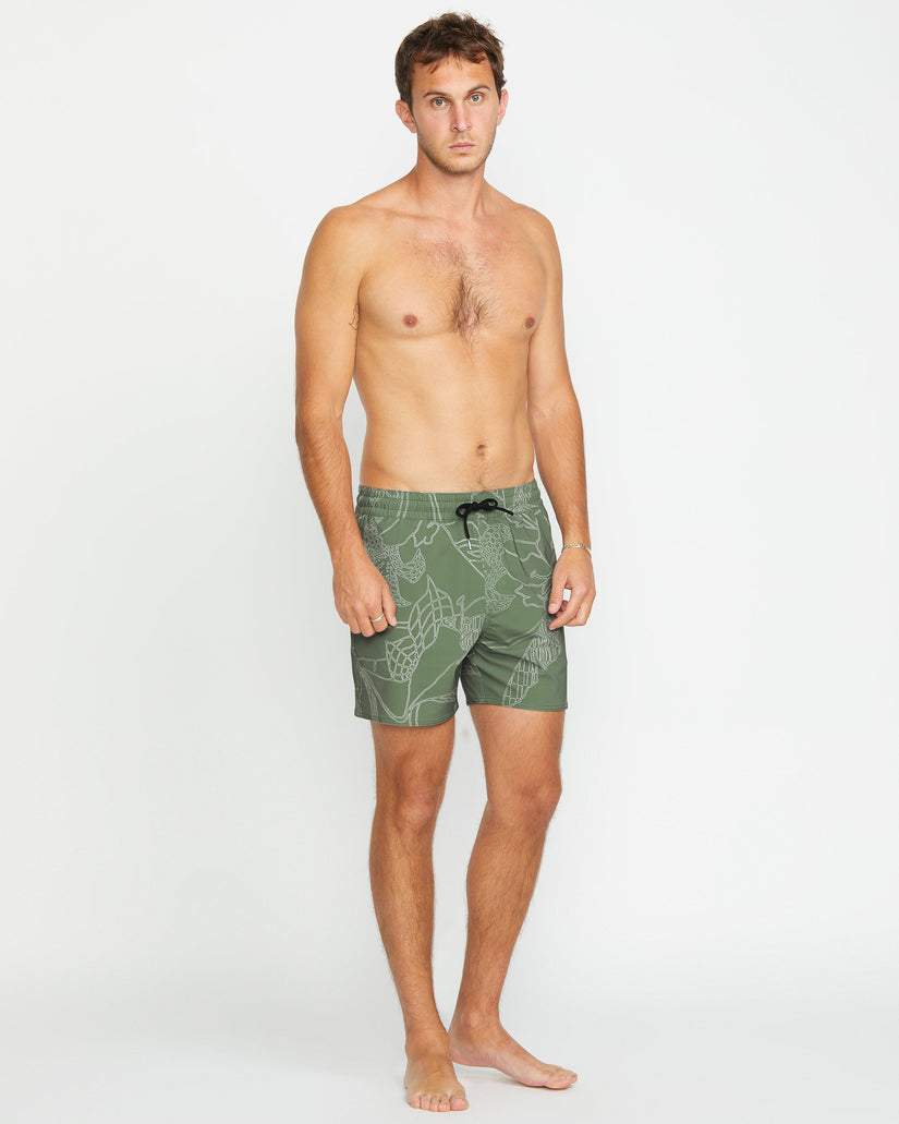 Boardshort Lido Print Trunk 16" - LIGHT OLIVE