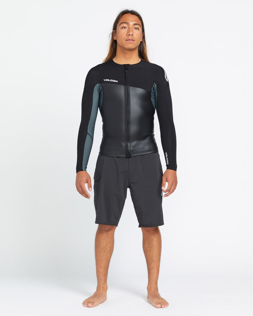 1.5Mm Front Zip Neoprene Jacke - BLACK