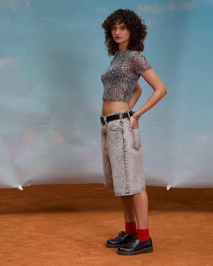 Rawly Knit Mesh Top - Black White