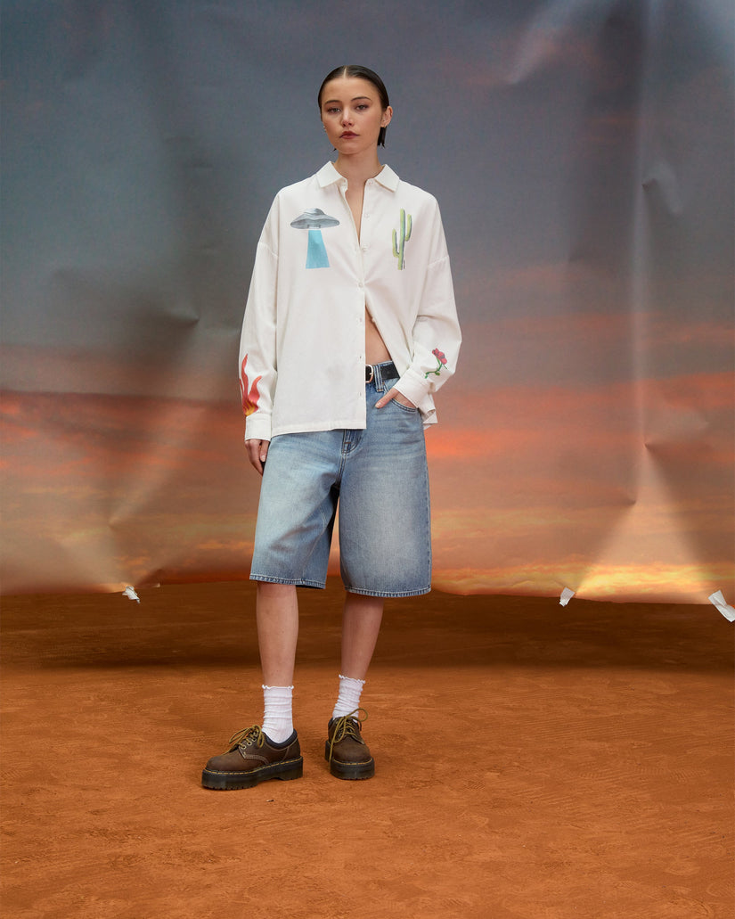 Beeggy Denim Short - Dusty Blue Wash