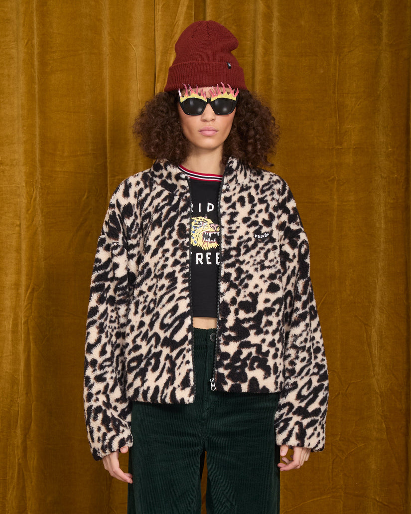 Wylding Out Sherpa Jacket - Animal Print