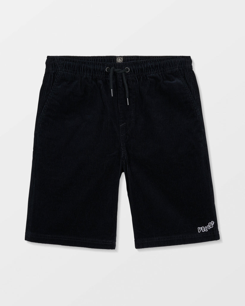 Outer Spaced Elasticated Waist Corduroy Short - Black - (KIDS)