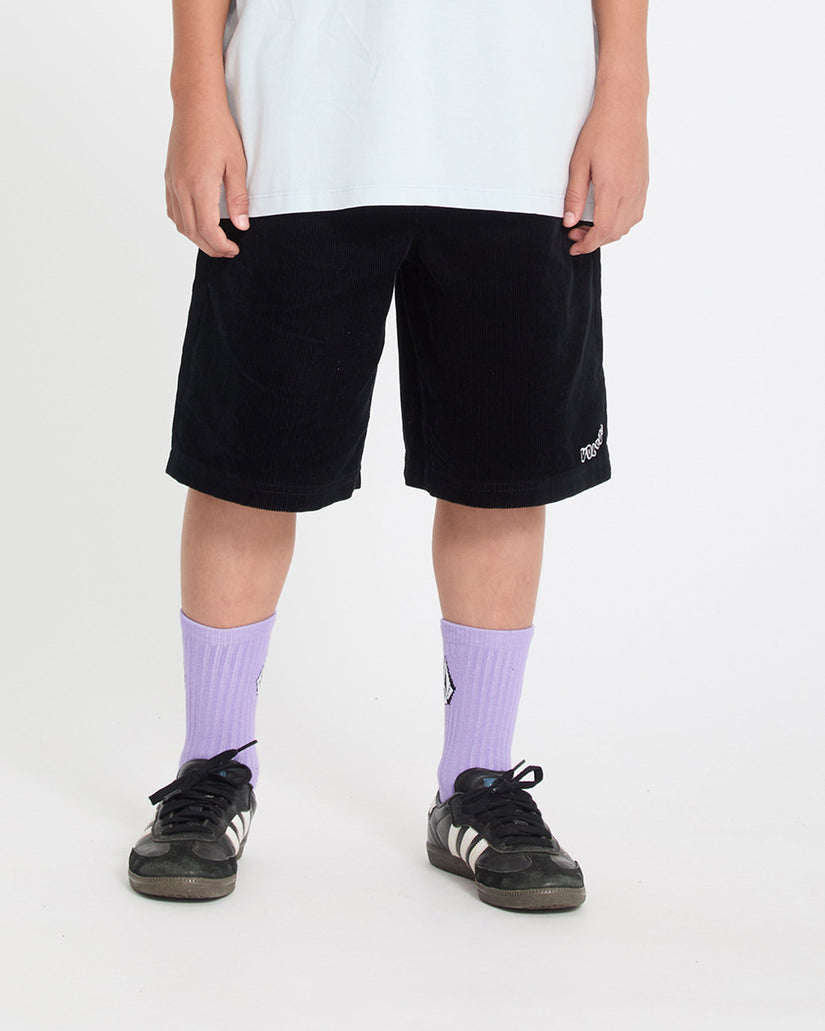 Outer Spaced Elasticated Waist Corduroy Short - Black - (KIDS)