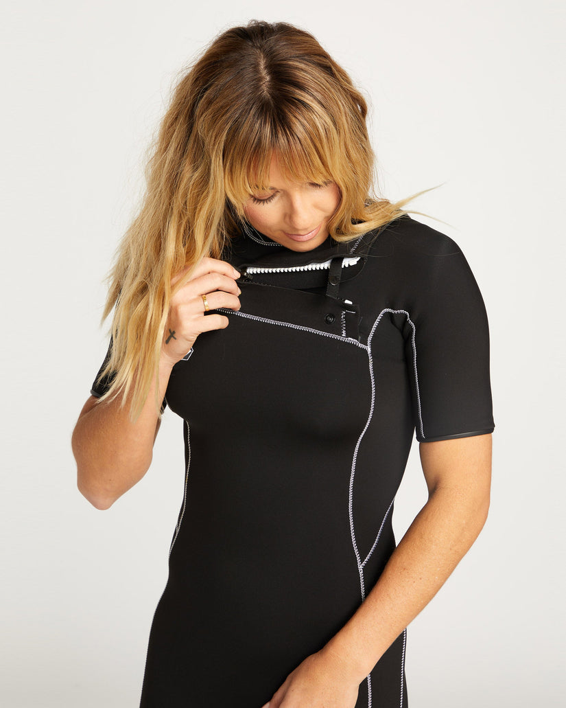 2Mm Shorts sleeve Chest Zip Neoprenanzug - BLACK