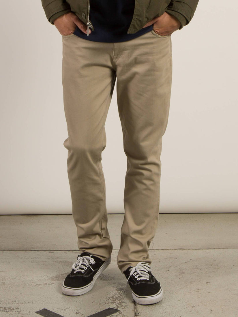 Vorta 5 Pocket Slub Slim Fit Jeans - Khaki