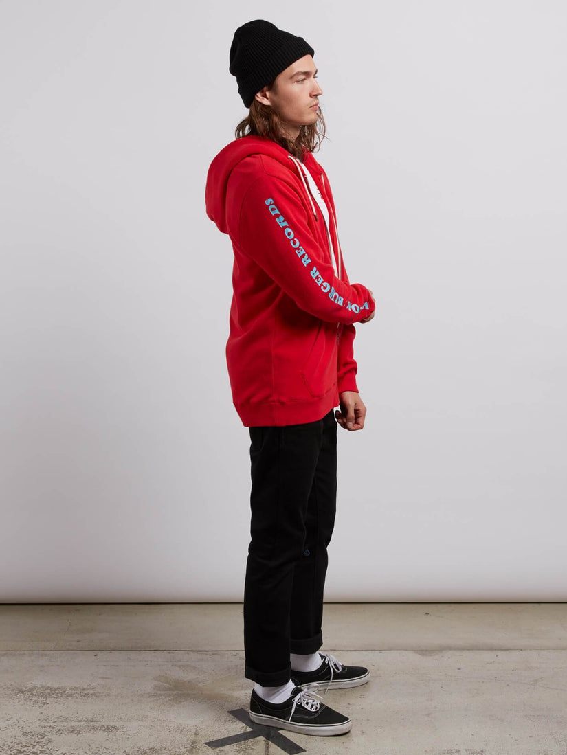 Burger X Volcom Zip Hoodie - True Red