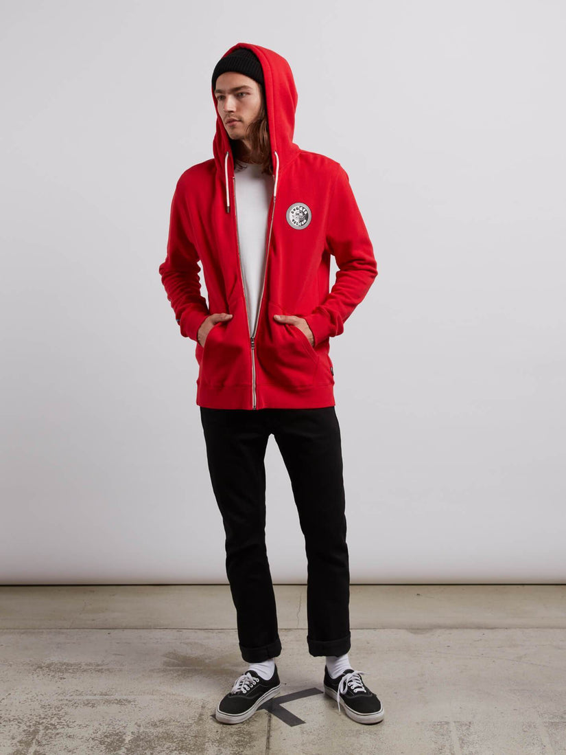 Burger X Volcom Zip Hoodie - True Red