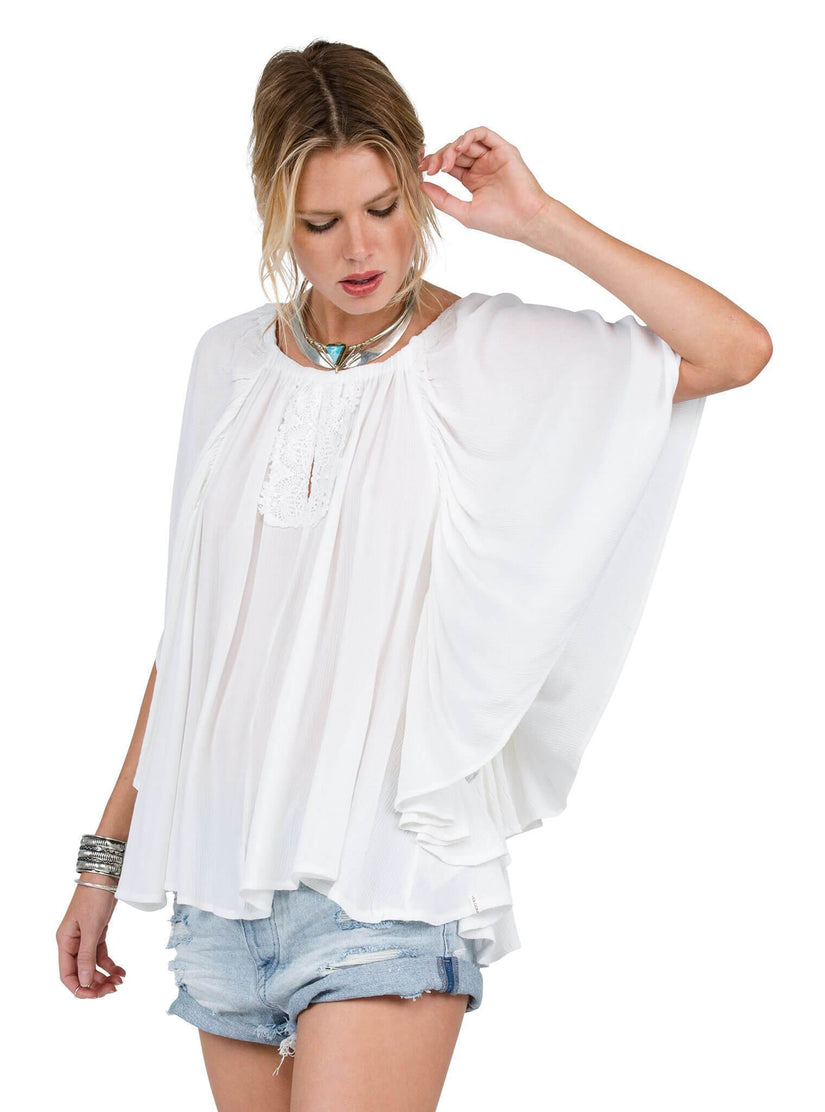 Red Eye Off Shoulder Top - White